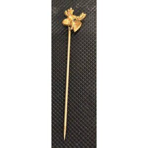 Vintage Gold-Tone Stick Pin Moose head with a Rhinestone Eye